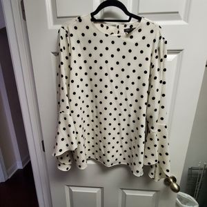 White blouse with blackpool dots